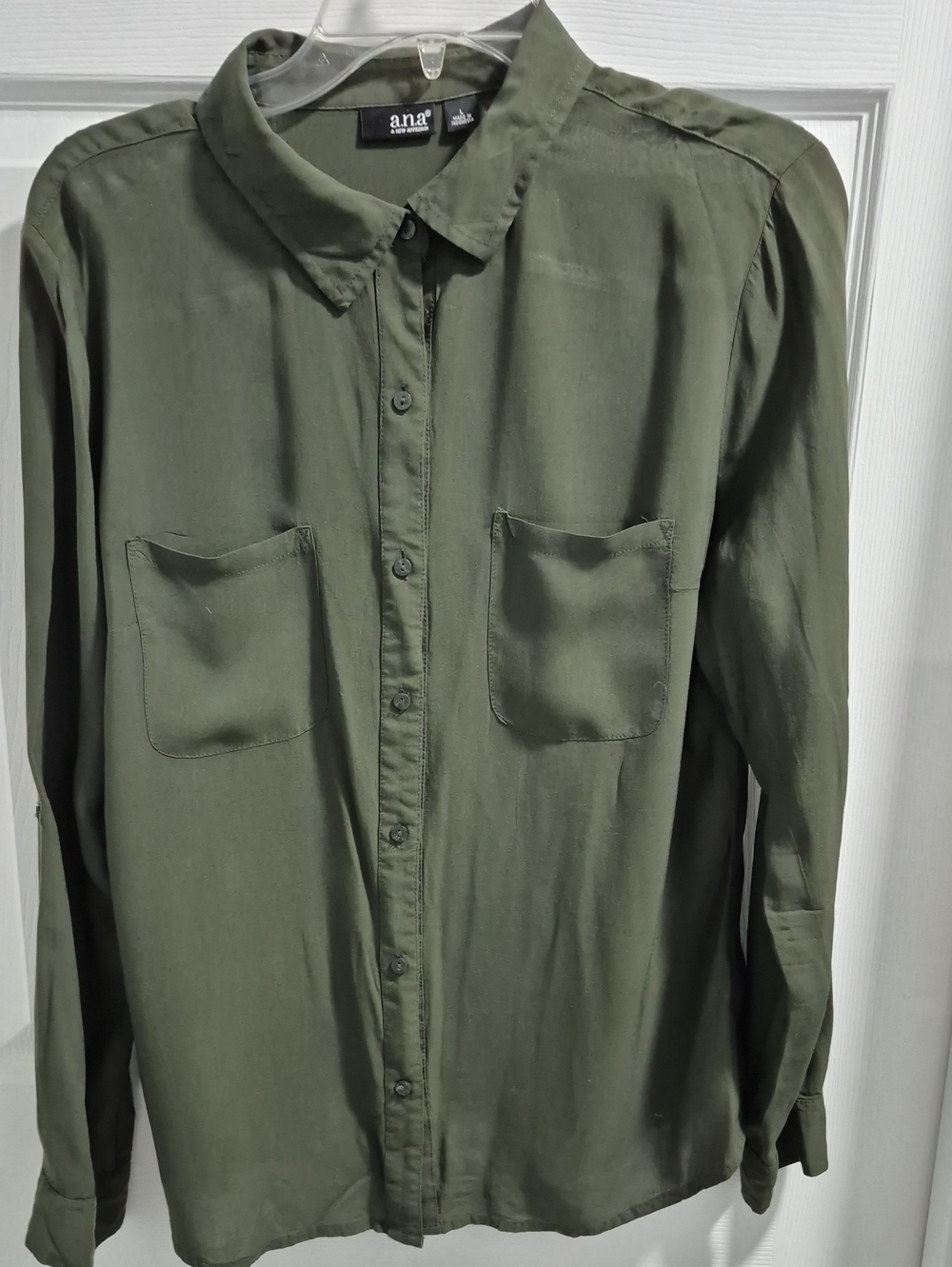 a.n.a Olive Green Button-Up Shirt